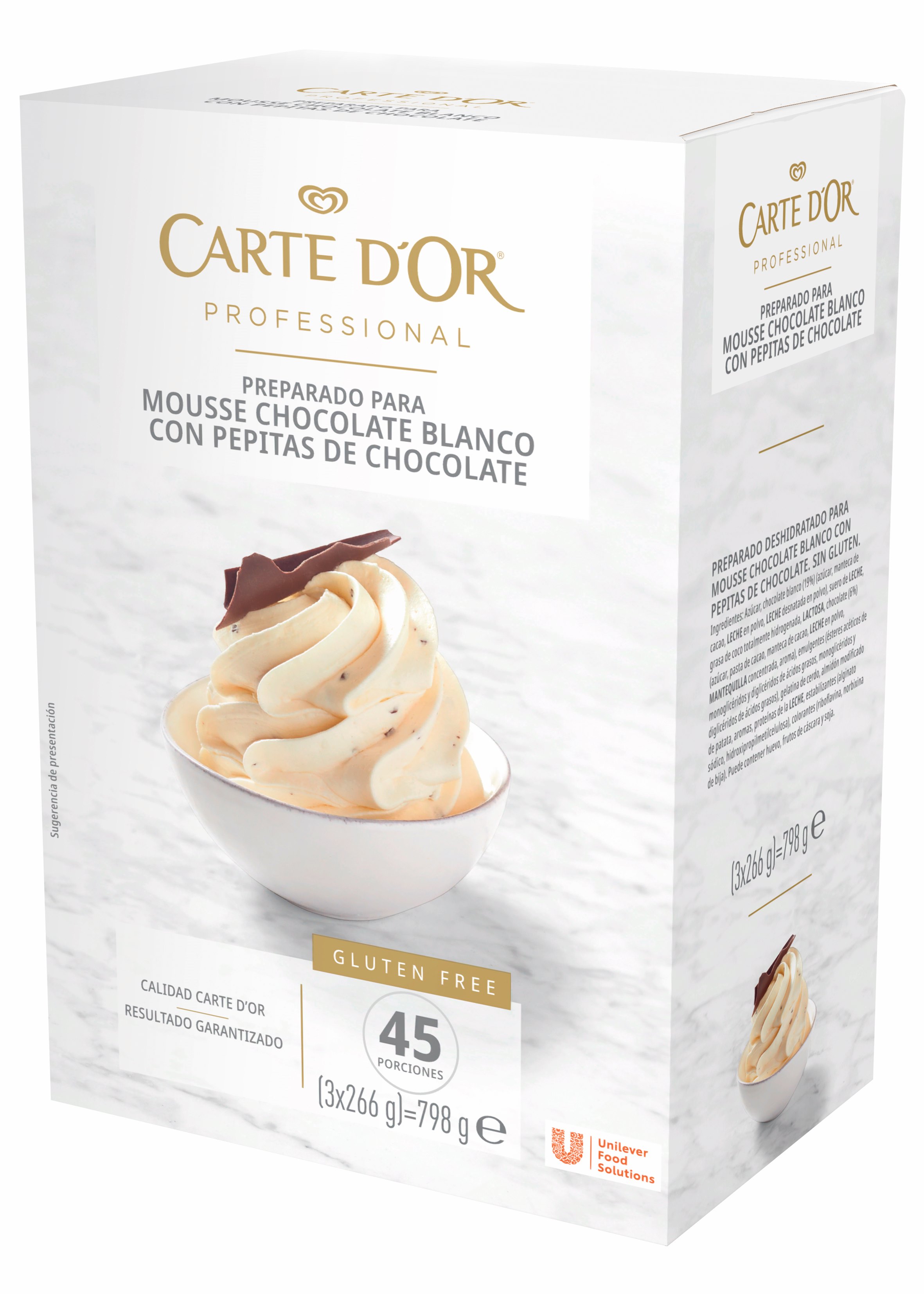 CARTE D'OR MOUSSE CHOCOLATE BLANCO 798G