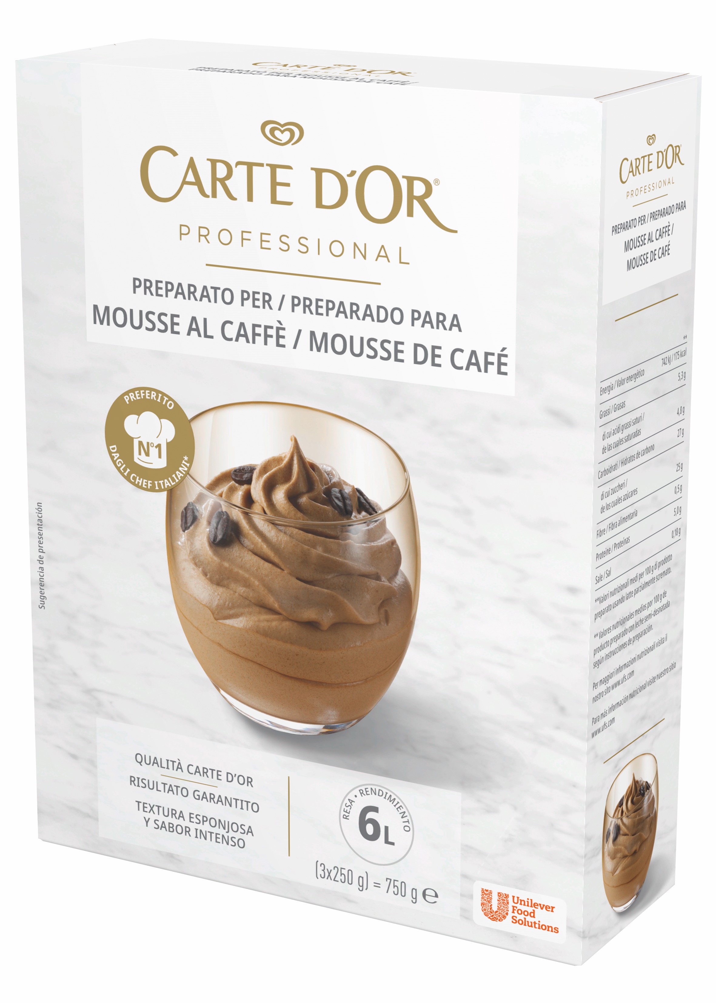 CARTE D'OR MOUSSE AL CAFÉ 750G